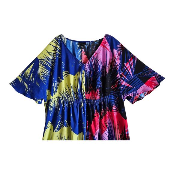 LANE BRYANT Women Plus 22 24 Dress Cover Up V-Neck Tropical Multicolor Quick Dry - Picture 2 of 8